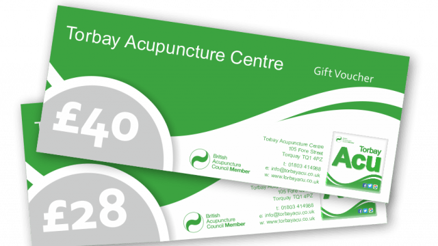 The Torbay Acupuncture Centre Gift Vouchers. For acupuncture gift vouchers in Torquay, Paignton, Brixham in Torbay and Teignmouth, contact Torbay Acu.